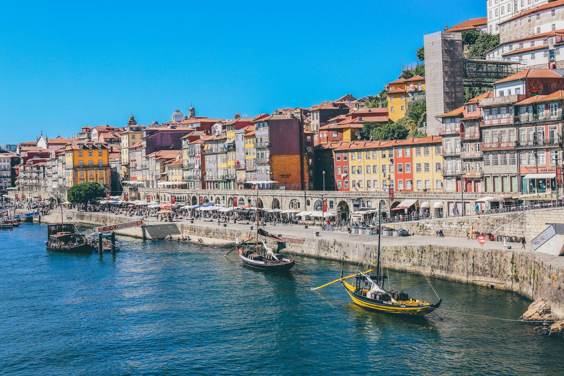 Colorful waterfront buildings in Portugal